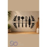 3DOria 25x14 cm Modern Plastik Mutfak Duvar Dekoru Siyah Kitchen Konsept Dekoratif Duvar Süsü Coffee Corner Aksesuarı