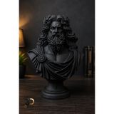 3DOria 3D Baskı Zeus Büstü Siyah Dekoratif Heykel Antik Yunan Tanrısı Masaüstü Obje