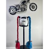 3dpazarıcom Motor & Motosiklet Harley Quinn Model Kask Dış Aksesuarı Kırmızı ve Petrol Mavi Çift Örgü Saç - 1 - Kırmızı - Mavi