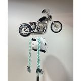 3dpazarıcom Motor & Motosiklet Kask Dış Aksesuar Su Yeşili Çift Örgülü Saç