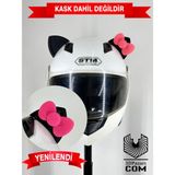 3dpazarıcom Motor & Motosiklet Şeker Pembe Fiyonklu Siyah Kedi Kulak Kask Dış Aksesuarı - 1 - 0 - Siyah