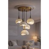 3DreaMaker 5 Li Sarkıt Avize Rustik E27 Modern Avize Bohem Beton Görünüm (3 Adet Beyaz LED Ampül Hediyedir.!) - Eskitme Beyaz