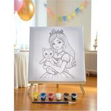 3DreaMaker Çocuk Tuval Boyama Seti (Şövale, Fırça ve 6 Renk Akrilik Boya Seti) Hobi Seti Mini Tuval 22X22 cm - 1 Adet - --