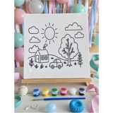 3DreaMaker Çocuk Tuval Boyama Seti (Tuval, Fırça ve 6 Renk Akrilik Boya Seti) Hobi Seti Mini Tuval 22X22 cm - 1 Adet - --