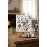 3DreaMaker Uzay Mecerası Çocuk Tuval Boyama Seti 1 Adet 20x20 cm Desenli Tuval ile Eğlenceli Boyama - --