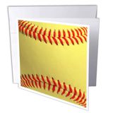 3dRose Softball yakın çekim fotoğraf baskısı - spor hayranları için sarı ve kırmızı yumuşak top - Tebrik Kartları, 15,24 x 15,24 cm, 12'li set (gc_120271_2)