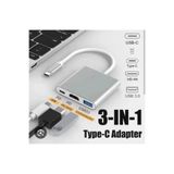 3'in 1 Type-C To HDMI 4K USB 3.0 Dönüştürücü Adaptör Macbook, Pro 2015 2016 2017 S8 S9 S10 Gri