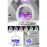 3in1 Balık Tanklı Bluetooth Hoparlörlü Hava Nemlendirici 700ML Aroma Difüzör 7 Ledli Buhar Makinesi - Beyaz