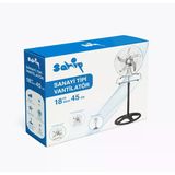 3İn1 Kullanım 18 İnç 45 Cm Sanayi Tipi Ayaklı Vantilatör 5-Metal Pervane 3-Kademe Hız 75Wy:150cm Fan Go53/00350