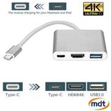 3in1 Type-C To HDMI 4K USB 3.0 Çevirici Dönüştürücü Adaptör