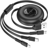 3in1 USB iPhone 17 ile Uyumlu Şarj Kablosu – Type-C, Lightning, Micro USB Çoklu Şarj Kablosu, 2A Hızlı Şarj, 1 Metre, Tpe Kaplama, Aynı Anda 3 Cihaz Şarj Etme | BX74 - Sarı