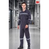 3k Mağaza Gri %100 Pamuk Gabardin Reflektif Iş Tulumu - S