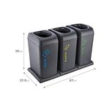 3'li Set Soft Tekerlekli Plastik-Kağıt-Cam Geri Dönüşüm Kutusu 40 Lt - Option-1 - 47 x 85 x 2 cm
