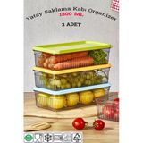 3'lü 1800 ml Buzdolabı Organizer -Saklama Kabı