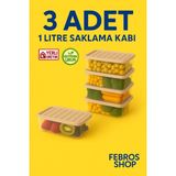 3'lü 1l Derin Dondurucu Saklama Kabı Set Buzluk Mikrodalga Gıda Krem Plastik Kap