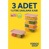 3'lü 1l Derin Dondurucu Saklama Kabı Set Buzluk Mikrodalga Gıda Pembe Plastik Kap