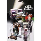 3'lü 23X16X9.5 cm Buzdolabı ve Dolap Içi Organizer Seti - Ahşap - Bej - Siyah - Seçenek 1
