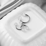 3'lü 316L Kararmaz Cerrahi Çelik Kristal Taşlı Kıkırdak Dudak Burun Septum Tragus Piercing