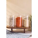 3'lü 750 ml Borosilikat Cam Kavanoz Seti, 9X15 Cm, Şık ve Dayanıklı - Ahşap