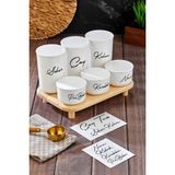 3'lü 900ML Vakum Kapaklı Akrilik (Plastik) Çay/kahve/şeker 3'lü 400ML Tuz/biber/baharatlık(Stantlı) - Beyaz