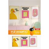 3’lü Ahşap Çerçeveli Poster Seti – Renkli Modern Pop Art Tablo Koleksiyonu Çok Renkli 30 x 40