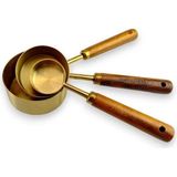 3'lü Ahşap Saplı Çelik Ölçü Kaşığı Seti Kahve Çay Ölçü Kabı 125 ml 60 ml ve 15 ml Go - Çok Renkli