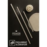 3'lü Alüminyum Paslanmaz Metal Masterchef Pratik 60-75- 90 cm Hamur, Yufka Açıcı Oklava - Açık Gri