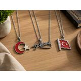 3’Lü Ay Yıldız, Türk Bayrağı Ve Atatürk İmzalı Kolye Seti