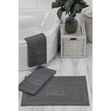 3'lü Ayak Izli Ayak Havlusu - Paspas Banyo Seti (3 Adet) (Antrasit) - 0,6 x 19 x 29 cm