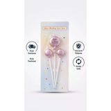 3'Lü Balon Tasarımlı Pembe Happy Birthday Pasta Mum Seti - Doğum Günü Pastası Mumu