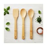 3'lü Bambu Mutfak Gereç Seti – Doğal Ahşap Spatula, Kaşık ve Servis Çatalı | Yapışmaz Tencere Dostu, Antibakteriyel ve Dayanıklı Ahşap Mutfak Seti (30 Cm) - Option-1