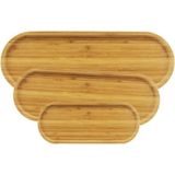3'lü Bambu Oval Sunum Servis Tabağı Seti Çerezlik Kahve Kahvaltılık Meyve - 20 x 40 cm