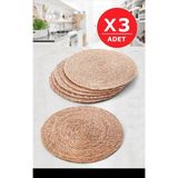 3lü Bambu Rattan El Yapımı Amerikan Servis Hasır Supla Masa Sofra Düzenleyici Tabak Altlığı - 30 x 30