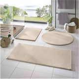 3'lü Banyo Halısı Peluş Post Halı Klozet Takımı 50 x 70--50 x 50---50 x 50(YUVARLAK) - Bej