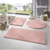 3'lü Banyo Halısı Peluş Post Halı Klozet Takımı 50 x 70--50 x 50---50 x 50(YUVARLAK) - Pembe