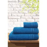 3'lü Banyo Havlu Seti - Hamam Havlu Takımı Pamuk - Turkuaz - 1 Adet Banyo Havlusu, 1 Adet El Havlusu, 1 Adet Yüz Havlusu