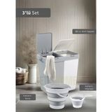 3'lü Banyo Seti Çamaşır Sepeti Katlanır Kova Katlanır Maşrapa BPA Free