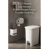 3'Lü Banyo Ve Tuvalet Seti Çöp Kovası, Fırça Ve Kağıtlık Birarada