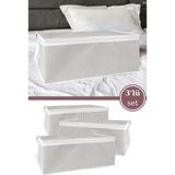 3’lü Baskılı Baza Hurcu Seti, Yatak Kanepe Altı Yastık Kıyafet Çamaşır Düzenleyici (60X40XCM) 3 Adet - Beyaz - Gri - 60x40x20 cm