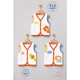 3'lü Bebek Yeleği %100 Pamuk Çıtçıtlı Mevsimlik Yenidoğan Bebek Yelek Seti Safari Baskılı Unisex 0-9 Ay