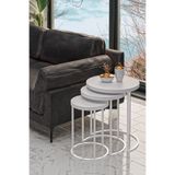 3'lü Beyaz Ayak Beyaz Tabla Zigon Servis Salon Sehpa beyaz beyaz 57 x 57