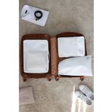 3'lü Beyaz Fileli Valiz Düzenleyici Bavul İçi Organizer Set Seyehat Hurcu