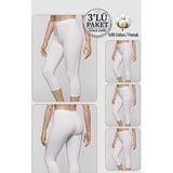 3'lü Büyük Beden Pamuklu Kadın Tayt Yüksek Bel Kapri Rahat Esnek Toparlayıcı - Plus Size Capri Leggings - 5060