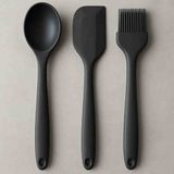3lü Büyük Boy Silikon Spatula Kaşık Fırça Seti