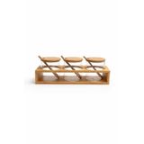3’lü Cam Baharatlık Seti Standlı, 8x8 cm Kaşıklı Bambu Kapaklı Baharat Kavanozu