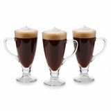 3’lü Cam Kupa Seti 250 ml – Ayaklı Şeffaf Kahve ve Tatlı Bardağı – Latte, Cappuccino, Sıcak Çikolata için