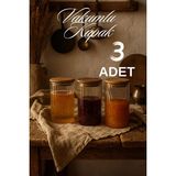 3’lü Çizgili Cam Baharatlık Seti – Hava Geçirmez Bambu Vakum Kapaklı Kavanoz Seti 1095 ml - Şeffaf