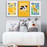 3'lü Çocuk Odası Kanvas Tablo Seti 10 - Bebek Odası Duvar Dekoru - Sevimli İllüstrasyon 3 Parça Tablo (70x100 cm)