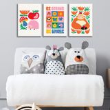 3'lü Çocuk Odası Kanvas Tablo Seti 2 - Bebek Odası Duvar Dekoru - Sevimli İllüstrasyon 3 Parça Tablo (35x50 cm)