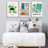 3'lü Çocuk Odası Kanvas Tablo Seti 4 - Bebek Odası Duvar Dekoru - Sevimli İllüstrasyon 3 Parça Tablo (25x35 cm)
